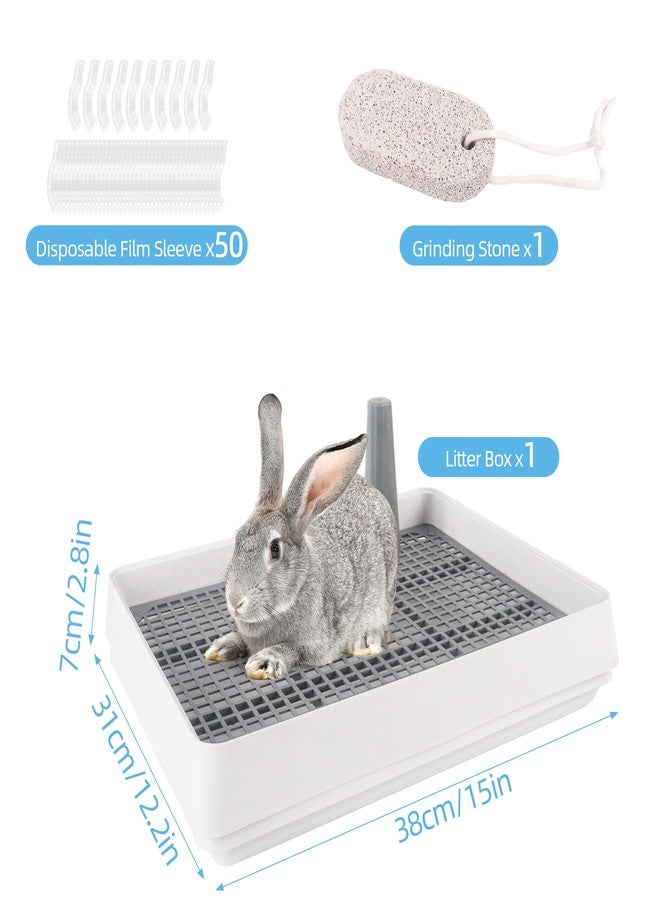 Dmnnlp Rabbit Litter Box Large 15x12.2x2.6 Inch, Includes 50 Liners & Chew Stone, Bunny Litter Box, Plastic Potty Tray for Bunny Guinea Pig Hamster Ferret Small Animals - Image 2